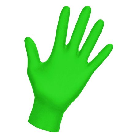 DENDESIGNS Derma-Vue, Nitrile Disposable Gloves, 6 mil Palm , Nitrile, Powder-Free, L, 100 PK, Neon Green DE1832444